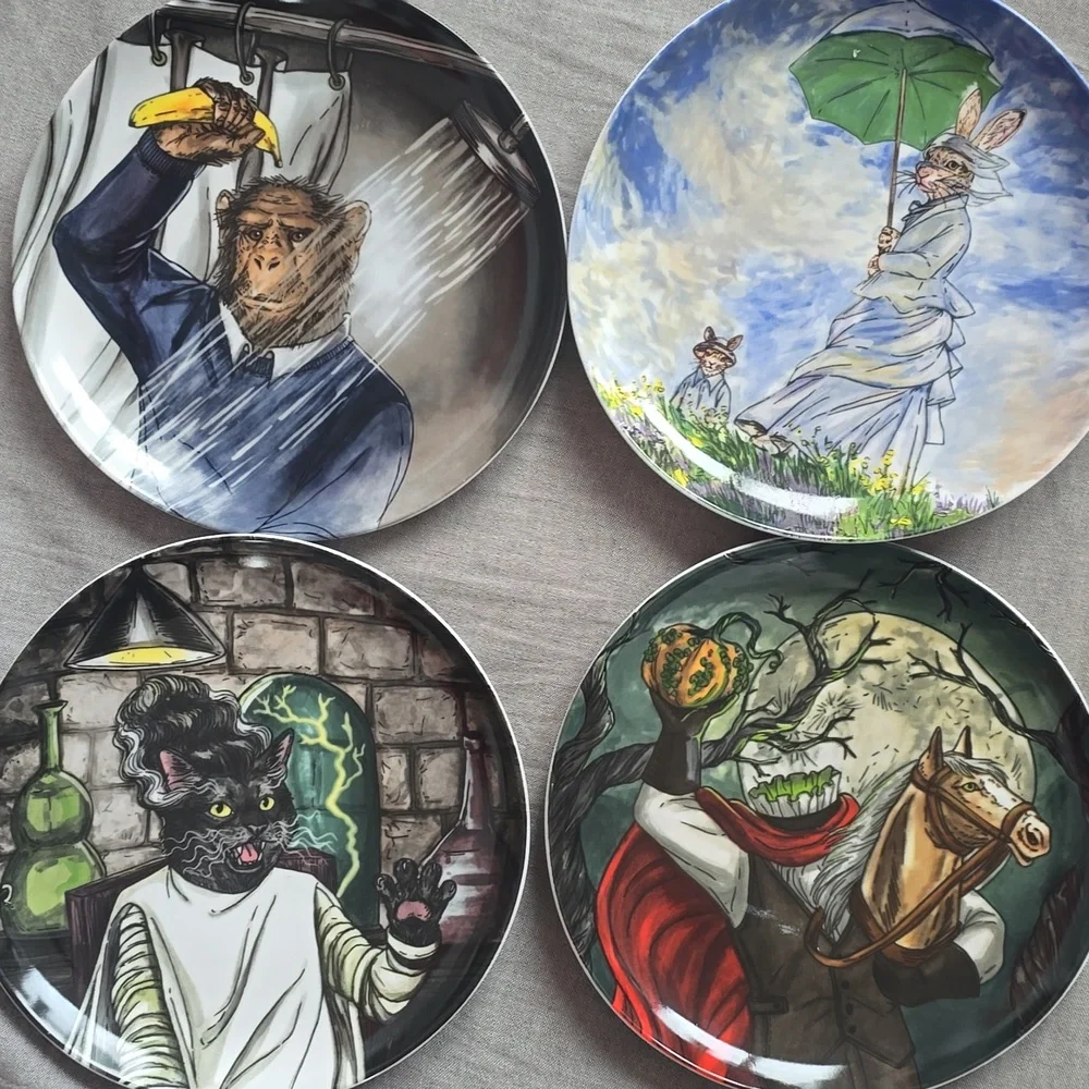 ❤️BUY 5 GET 3 FREE West Elm Dapper Animal Halloween Salad Plate,Retail $14.00 US